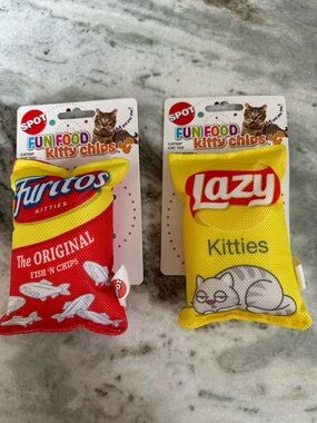 Fun Food Kitty Chips Cat Toy - Yellow & Red